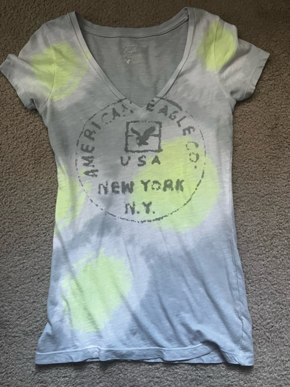 Vintage  2000’s y2k tye dye American eagle vneck women’s long tee